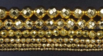 Cuentas de bola redondas facetadas de piedras preciosas de hematita 16" oro 2 mm 3 mm 4 mm 6 mm 8 mm 10 mm Foto 1 de 4