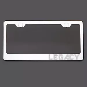 Mirror Chrome License Plate Frame LEGACY Laser Engraved Metal Screw Cap - Picture 1 of 8