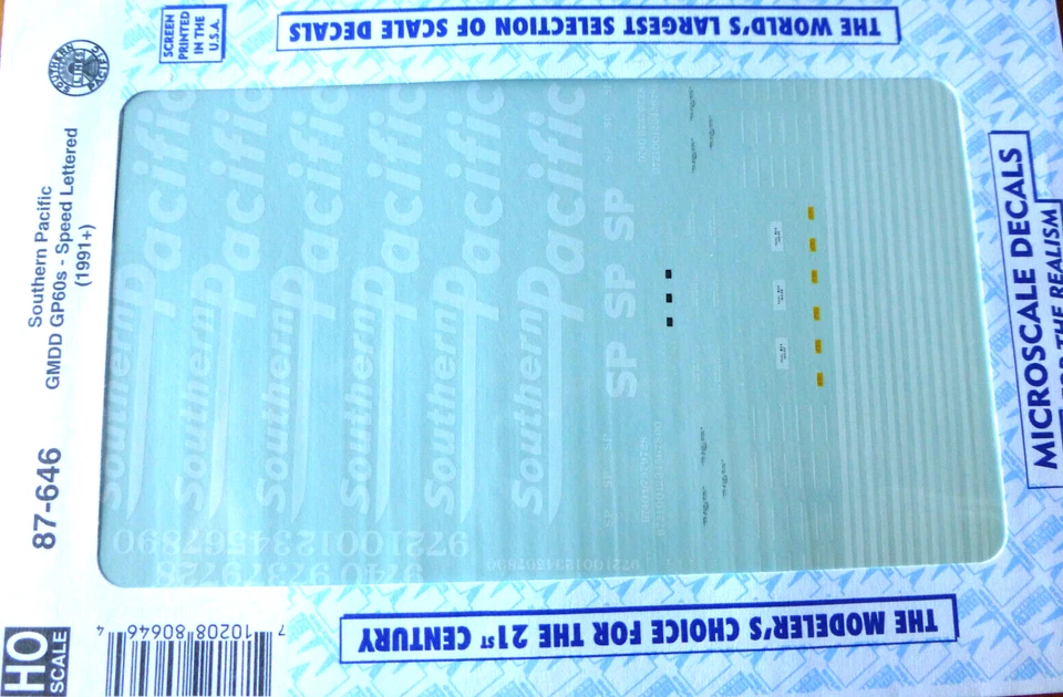 Microscale Decal HO  #87-646 SP Diesels- Hoods - Speed Lettering Scheme - Image 1 of 1