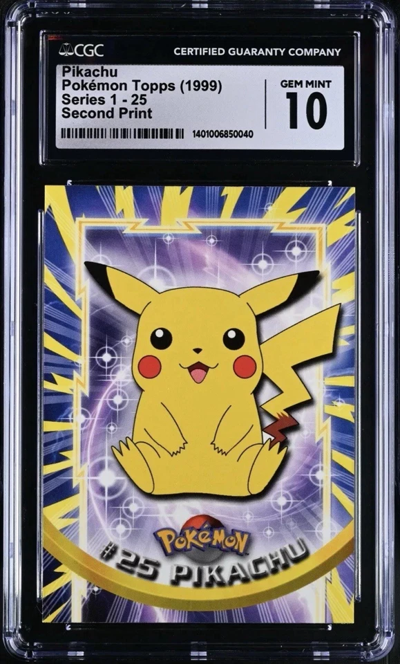 Pokémon 1999 Topps Series 1 Pikachu CGC Gem Mint 10 - Image 1 of 1