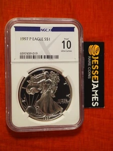 1997 P PROOF SILVER EAGLE NGC NGCX PF10 ULTRA CAMEO - PERFECT 10 POINT RATING - Picture 1 of 2