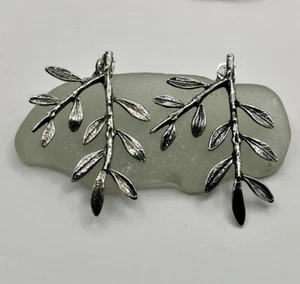 Sterling Silver 925 Leaf Stud Earrings For Women - Picture 1 of 4