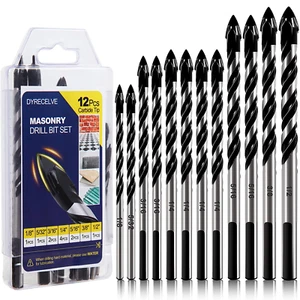 12-PCS Masonry Drill Bit Set & Concrete Drill Bit Set, 1/8 to 1/2 Inch Professio - Bild 1 von 12
