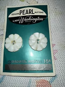 2 VINTAGE LADY WASHINGTON GENUINE PEARL 2-HOLE BUTTONS - Picture 1 of 3