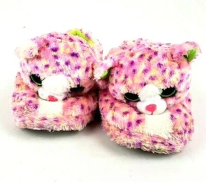 Ty Beanie Boos Girl's Size XL (Approx. 3-4) Slippers Pink Leopard Plush Shoes - Picture 1 of 6