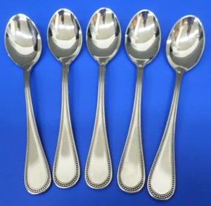 5 - Towle BEADED ANTIQUE Satin 18/8 Stainless GERMANY Flatware 6 1/4" TEASPOONS - Picture 1 of 8