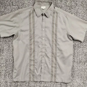 Haggar Cool Mens XL Gray Bowling Retro Atomic Midcentury Button Front Shirt Vtg - Picture 1 of 7