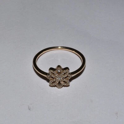 PANDORA 14K GOLD RING LACE BOTANIQUE, CLEAR CZ SIZE 58 150182CZ - Image 1 of 3