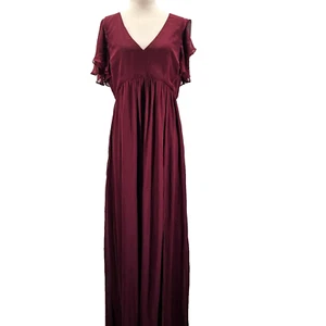 Birdy Grey Hannah Formal Maxi Bridesmaid Dress Chiffon Cabernet Red Size XXL NWT - Picture 1 of 9