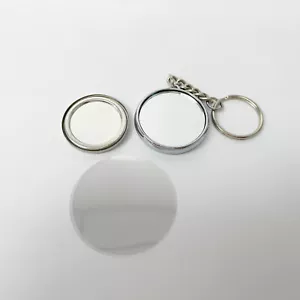 1-1/4" 32mm con Espejo Galvanizado Llavero Botón Piezas - Imagen 1 de 5