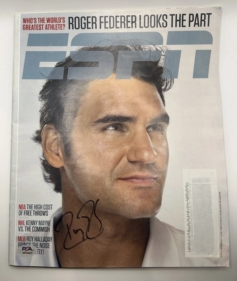 ROGER FEDERER SIGNED ESPN MAGAZINE LAVER CUP AUSTRALIAN WIMBLEDON US OPEN PSA - Image 1 of 1