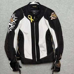 Y2K Get Stung Exo Motorcycle Jacket Mesh Vented Padded Black White Women Large - Picture 1 of 11
