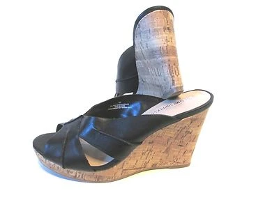 Mossimo Mujer Negro Plataforma Deslizable Sandalias Punta Abierta Corcho Cuña Zapatos Talla 6.5 Foto 1 de 4