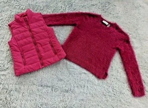 Lot of 2 Pieces Girls Size 5/6 Faux Fur Sweatshirt Sweater & NWT Vest Bundle - Picture 1 of 11