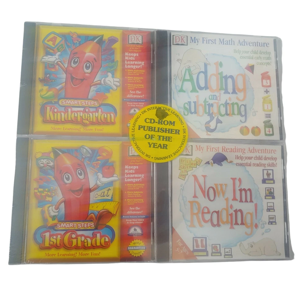 DK Interactive Learning CD-ROM Kindergarten 1st Grade Math Reading 4 Pack New - Image 1 of 4