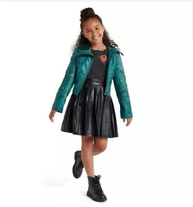 Disney Store Uma Girl's Moto Jacket Descendants Faux Leather Green Size 4 - Picture 1 of 7