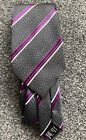 Burton dark grey multi striped smart polyester tie 3" wide 57" long