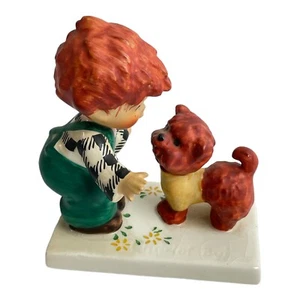 Goebel  Germany "Atta Boy" Red Hair Boy & Puppy Dog 3.78 in. Figurine - Picture 1 of 5