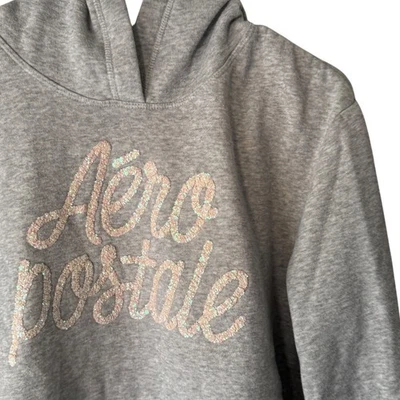 Sudadera con Capucha Aeropostale Y2k Vintage Gris Grande Brillo Logo Pullover Foto 1 de 4
