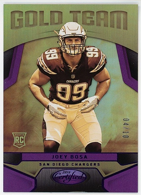 2016 -JOEY BOSA- /10 Certified Gold Team Purple Rookie Insert Football Card - RC - Image 1 of 1