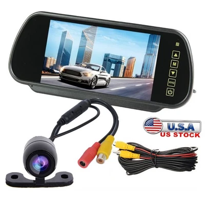 7" Mirror Monitor Backup Camera Rear View System HD Night Vision For Car Truck - Image 1 of 4