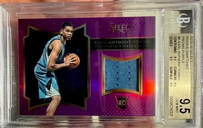 2015 Select Karl-Anthony Towns Purple Prizm Rookie #5/99BGS 9,5 gema como nueva Knicks Foto 1 de 4