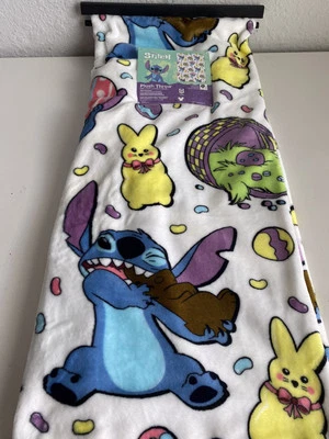 Disney Stitch Easter Basket Eggs Bunny Plush Throw Blanket 50" X 70"  NEW - Image 1 of 4