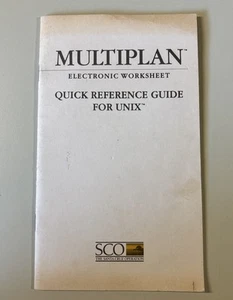 Vintage 1984 SCO Multiplan Electronic Worksheet Quick Reference Guide For UNIX - Afbeelding 1 van 6