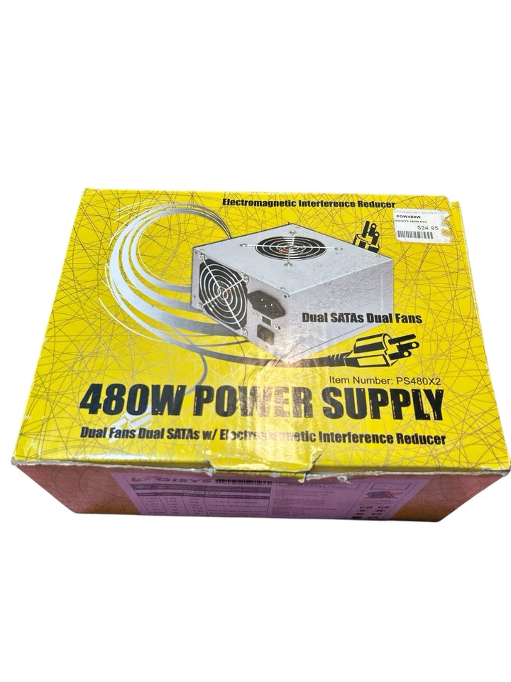 Logisys Corp. 480W 240-Pin Dual Fan 20+4 ATX Power Supply PS480X2 - Image 1 of 4