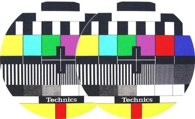 Technics Logo DJ Slipmats (pair, TV Design with White logo print)