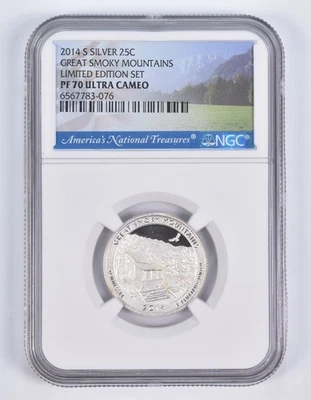2014-S Silver PF70 Great Smoky Mountains Quarter Limited Edition NGC *5223 - Image 1 of 4