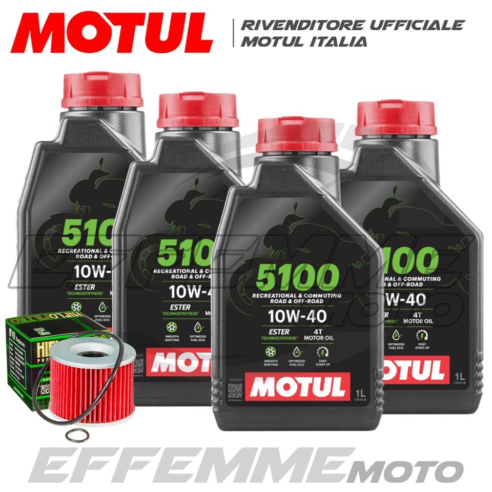 MOTUL + HIFLO Tagliando KAWASAKI ZR-7 750 2001 2002 2003 2004 (MOTUL 5100 10W40 + Filtro olio)