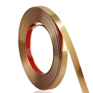 Brushed Gold Finish Molding Trim, 196.8" L x 0.4" W Peel and Stick Decoration... - Picture 1 of 7