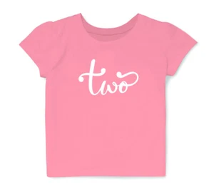 2 Year Old Number Two Birthday Party T-Shirt Outfit Tee Short Sleeve in Pink - Picture 1 of 4