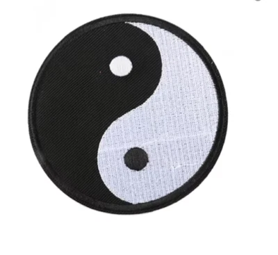 YIN and YANG - BLACK/WHITE - 4" Embroidered Iron-On Patch - - Image 1 of 3