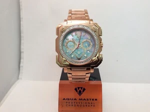 Men Aqua Master Jojo Jojino Joe Rodeo Rose Metal Band 45mm Diamond Watch W#355 - Picture 1 of 8