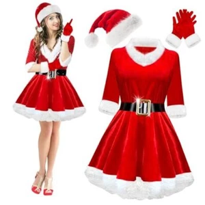 4 Pcs Mrs Claus Costume for Women Santa Claus Costume Women Set - Santa Outfit - Picture 1 of 8