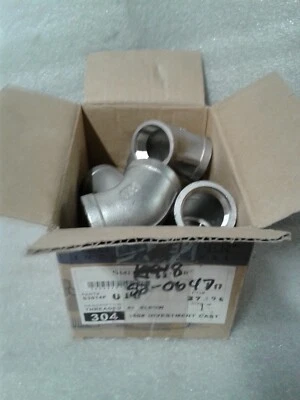 Qty 10 Smith-Cooper 45 Degree Threaded Elbow 304 Stainless 1" 150# Cast S3014F - Image 1 of 4