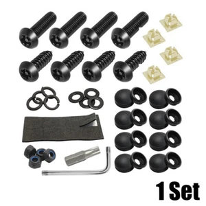 Anti Theft Auto Security License Plate Screws Kit Stainless Steel Bolts Caps - Foto 1 di 8