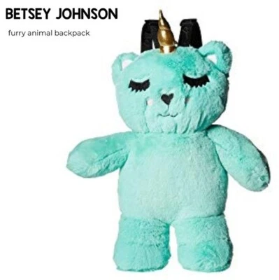 Bolso Mochila Luv Betsey Johnson Unicornio Oso de Peluche Nuevo con Etiquetas Peluche Animal Rave Foto 1 de 4