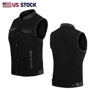 Womens Black Denim Motorcycle Club Vest with Ammo Pockets Dual - HL21580 - Picture 1 of 11