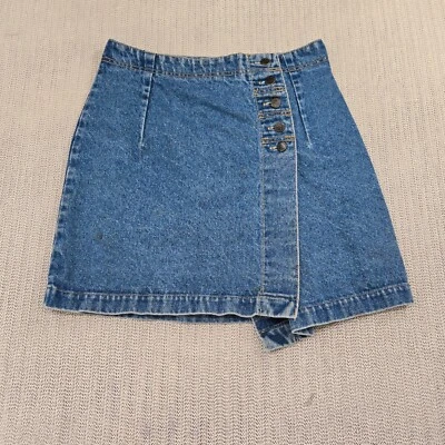 Vintage True Blue Wrap Mini Skirt Womens 29 Waist Blue Denim 90's Retro - Image 1 of 4