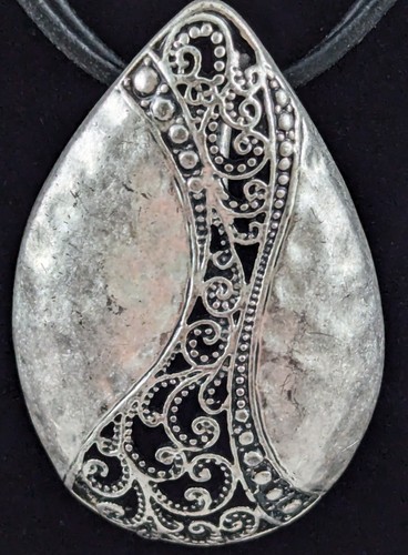 VETEMENTS Collana Premier Designs argento martellato ciondolo corda gemellata cordata 17" vintage