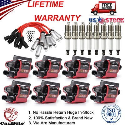 8x Ignition Coil UF271 + 8x Spark Plugs 41-962 + 8x Wires For Chevy LS3 4.8/5.3L - Image 1 of 4