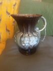 Vintage German Pottery Brown Grape Drip Glaze Jug Vase 275/ 17  7” High