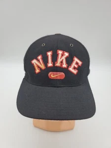 Vtg Nike Block Letter Spellout Wool Blend FITTED Hat Black Red M/L - Picture 1 of 14