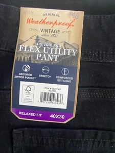 Original Weatherproof Vintag Trevorland Flex Utility Pant Black 40x30 - Picture 1 of 1