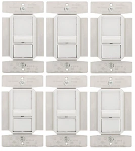 6 xEaton SF8AP7-W White 277V Mark 10 Fluorescent Light Slide Dimmer Switch 3-Way - Picture 1 of 7