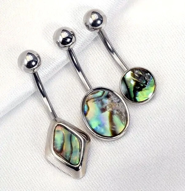 316L EDELSTAHL *** Abalone Perlmutt Piercing Bauchnabelpiercing - Bild 1 von 4