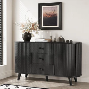 47'' Sideboard Tambour Storage Cabinet Buffet Storage Cabinet w/ Sliding Doors - Picture 1 of 9